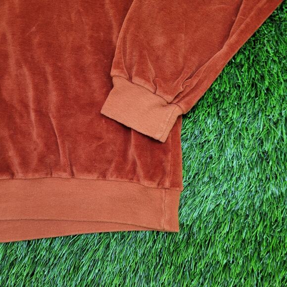 Vintage 80s Velour Sweater Womens Large 21x21 Boxy Burnt-Orange - Picture 4 of 10